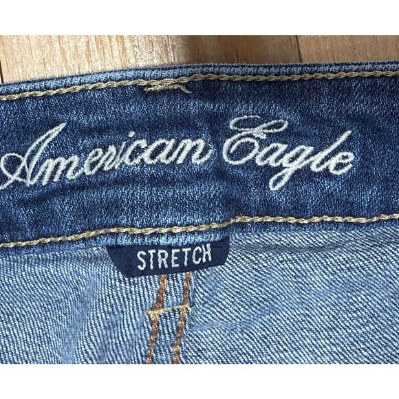 American Eagle Jeans Women 8 Long Favorite Boyfriend Flared Dark Wash Y2K - Picture 3 of 7